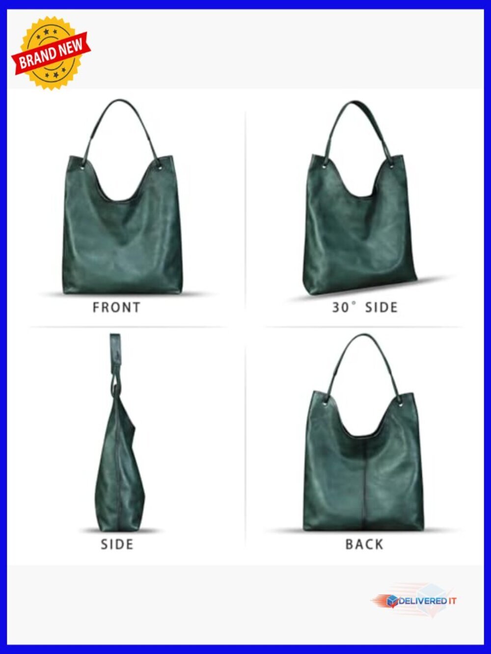 Genuine Leather Hobo Bag Large Tote Vintage Satchel Purse Shoulder Bag Work - Picture 4 of 7